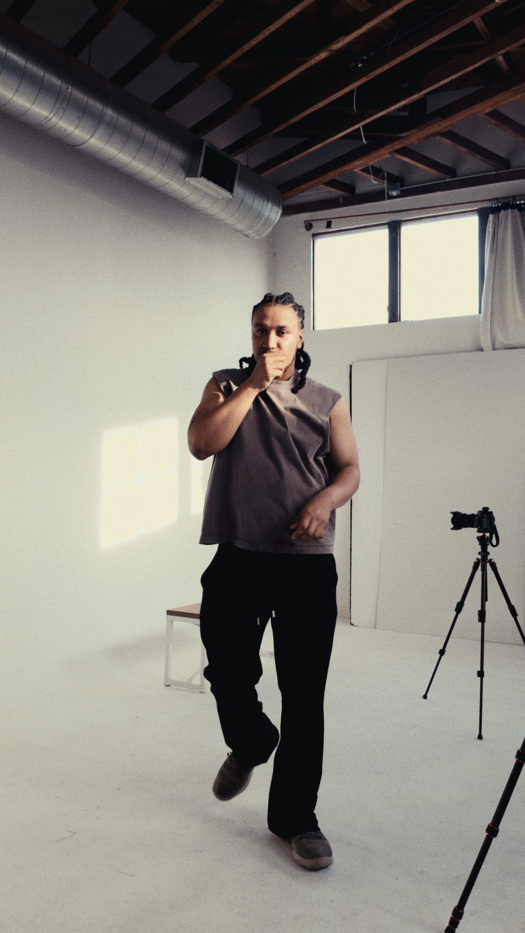 Chad the Maverick in the studio, looking toward camera